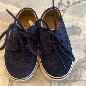 Blue suede toddler shoe